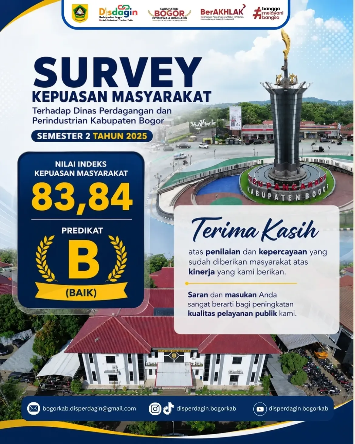 Survei Kepuasan Masyarakat Semester 2 Tahun 2025 Dinas Perdagangan dan Perindustrian Kabupaten Bogor